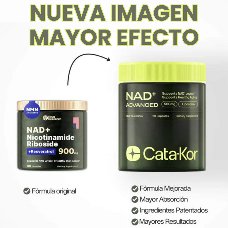 NUEVO NAD+ ADVANCED - Suplemento Antienvejecimiento, Energía y Enfoque (60 Cápsulas)