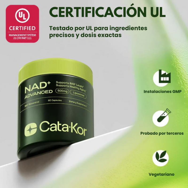 NUEVO NAD+ ADVANCED - Suplemento Antienvejecimiento, Energía y Enfoque (60 Cápsulas)